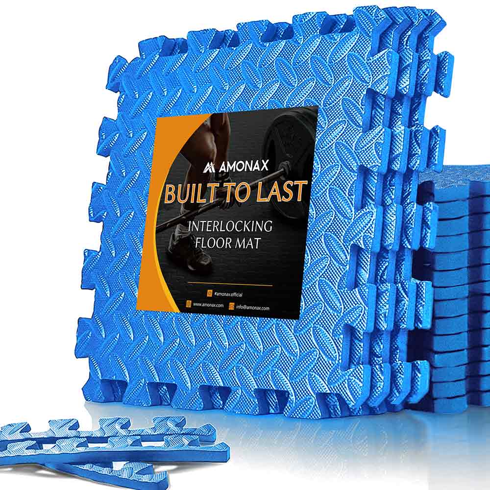 60x60cm 4 TILES (16 SQ FT) Exercise Interlocking Floor Mats - Blue