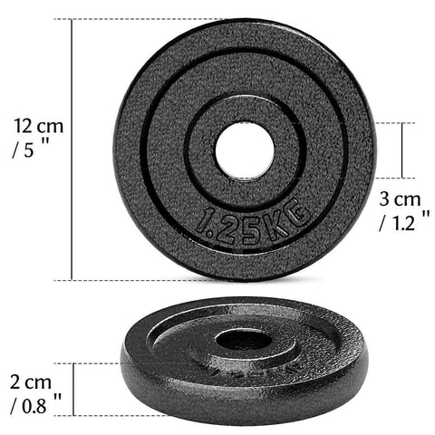 1 inch 2 x 1.25 KG Set Cast Iron Dumbbell Weight Plates