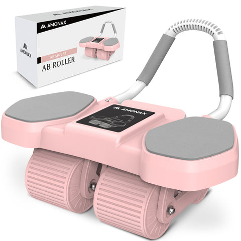Automatic Rebound Ab Wheel Roller - Coral Pink