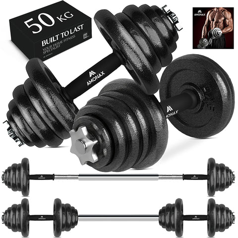 50KG Dumbbells Set, Adjustable Weight Set