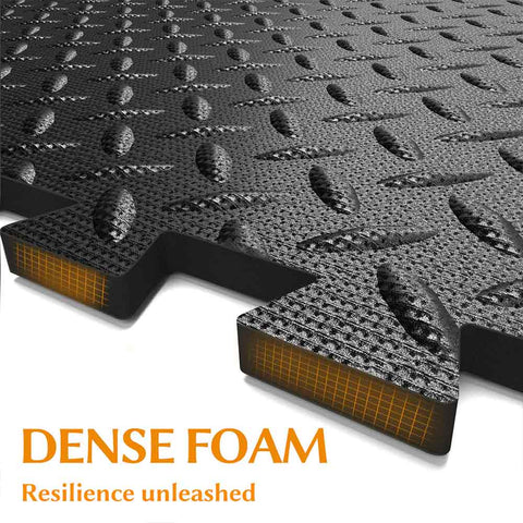 Exercise Interlocking Floor Mats - Black 60x60cm 12 TILES (48 SQ FT)