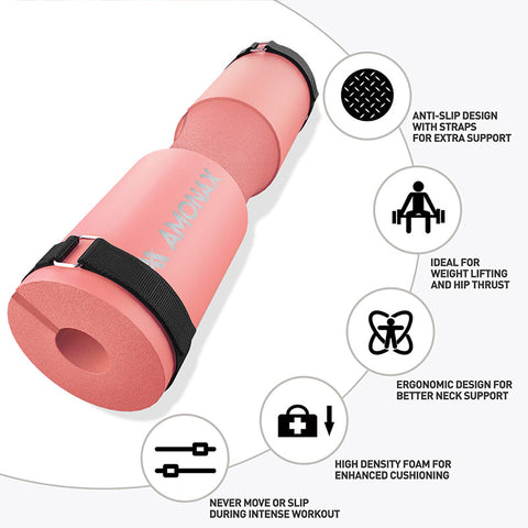 Barbell Pad for Squat and Hip Thrusts - Coral Pink