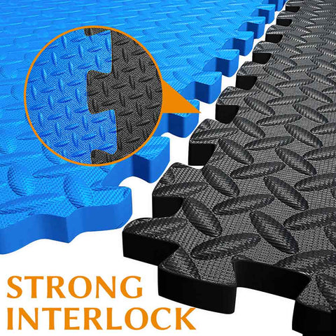 Exercise Interlocking Floor Mats - Blue 60x60cm 16 TILES (64 SQ FT)