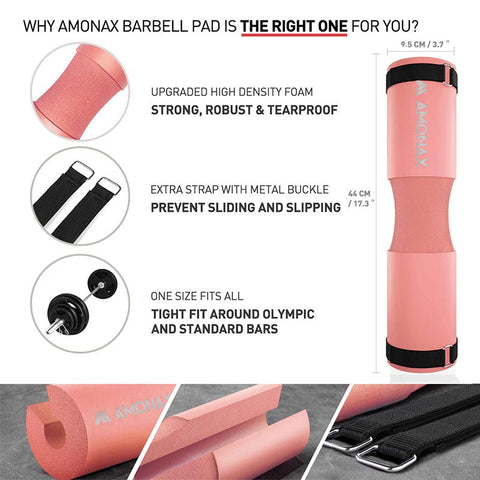 Barbell Pad for Squat and Hip Thrusts - Coral Pink