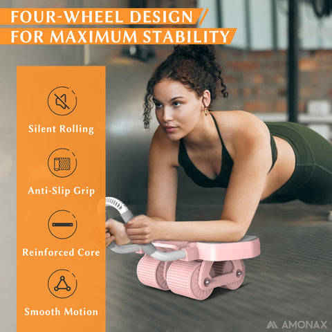 Automatic Rebound Ab Wheel Roller - Coral Pink