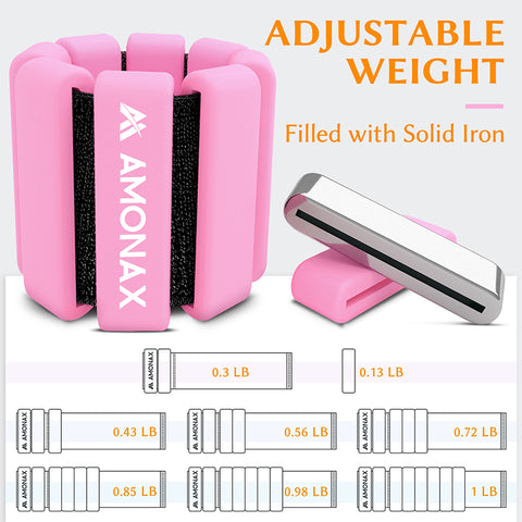 Amonax Wrist Weights Set 2x1lb-Pink