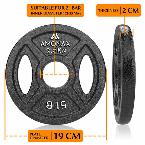 2 inch 2.5kg x 2 Cast Iron Weight Plates Set