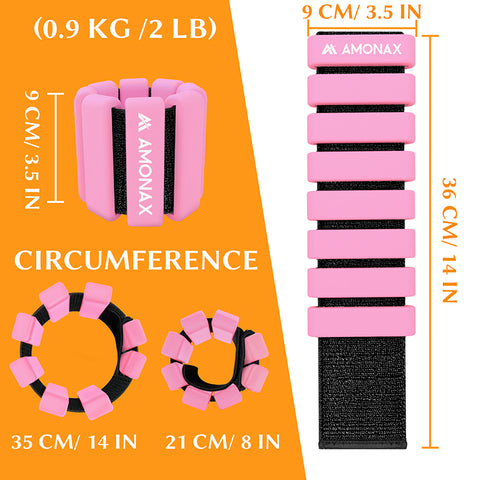 2x2lb Wrist Weights Set - Pink