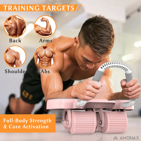 Automatic Rebound Ab Wheel Roller - Coral Pink