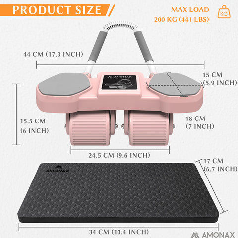 Automatic Rebound Ab Wheel Roller - Coral Pink