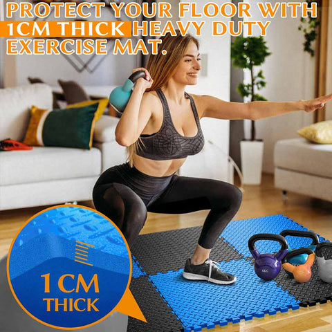 Exercise Interlocking Floor Mats - Blue 30x30cm 18 TILES (17 SQ FT)