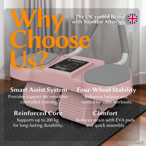 Automatic Rebound Ab Wheel Roller - Coral Pink