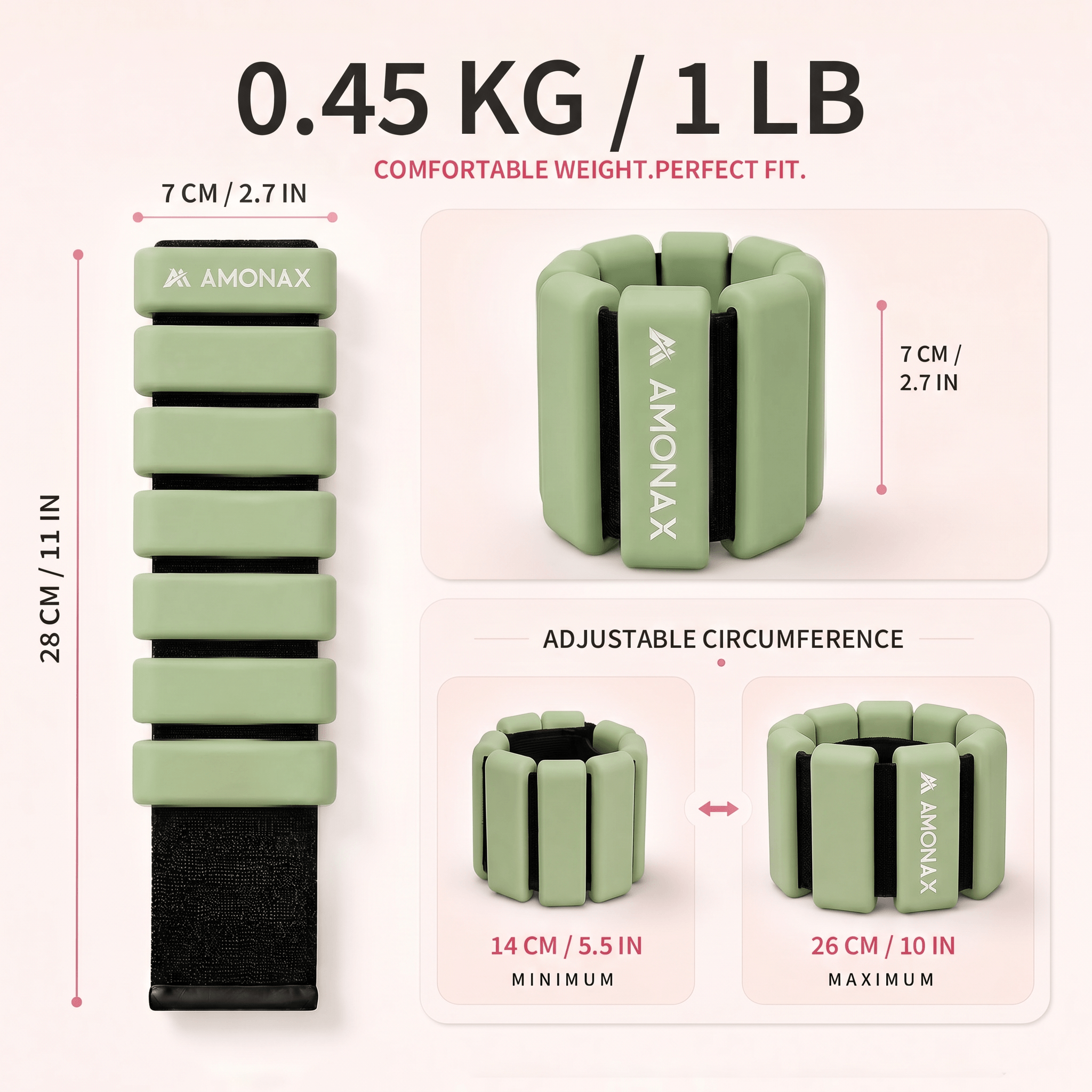 Adjustable Wrist Weights for Yoga, Walking & Home Workouts – 1lb/2lb Pair
