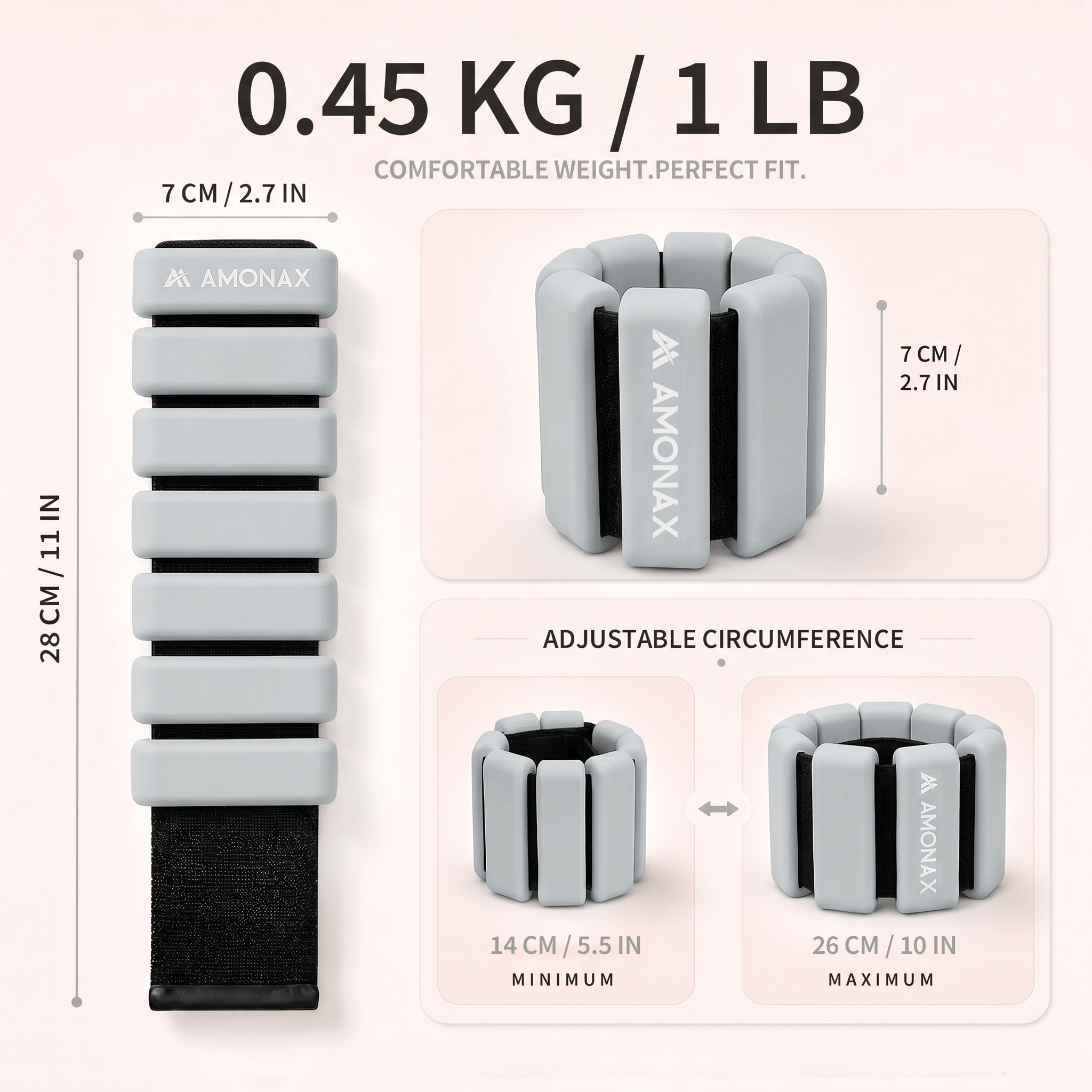 Adjustable Wrist Weights for Yoga, Walking & Home Workouts – 1lb/2lb Pair
