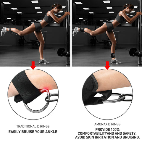 Ankle Straps for Cable Machine – Glute & Leg Workout (Black - Pair)