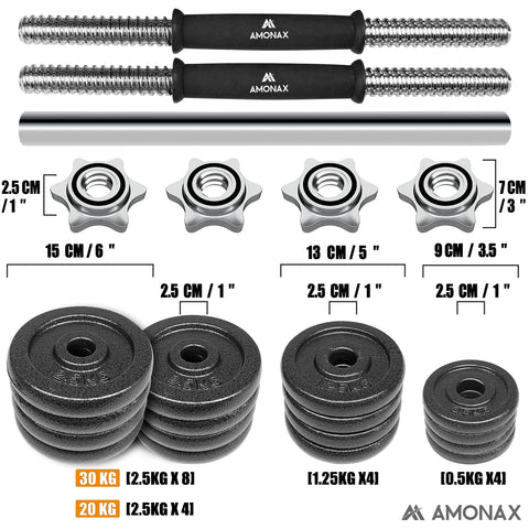 30KG Adjustable Cast Iron Home Dumbbell Set