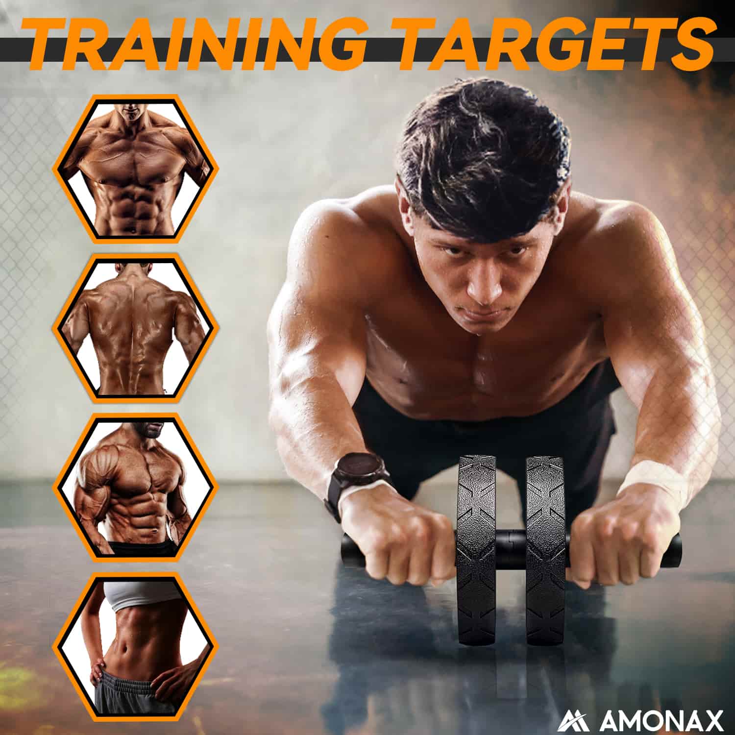 Ab Roller Set with Skipping Rope & Push Up Bars – Home Workout Kit for Core Training