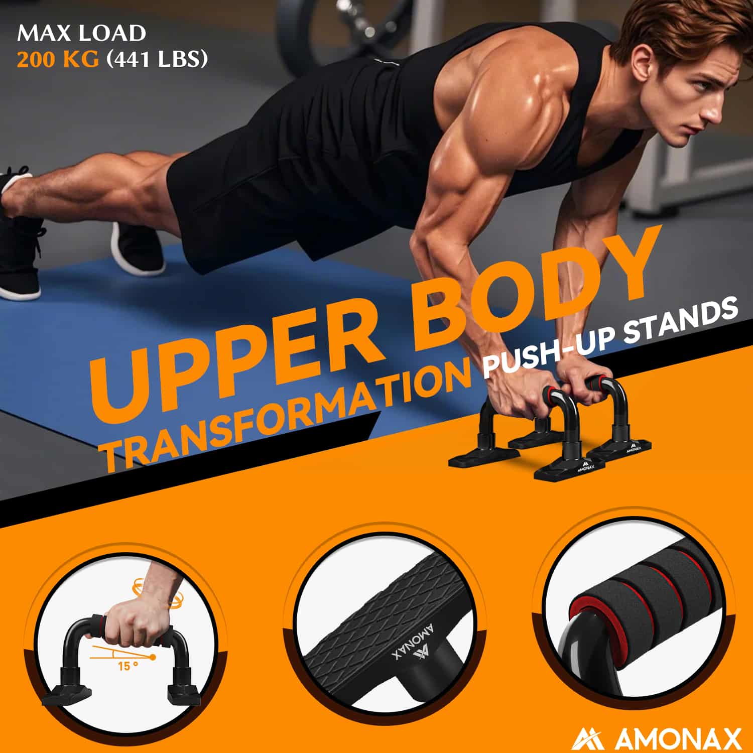 Ab Roller Set with Skipping Rope & Push Up Bars – Home Workout Kit for Core Training