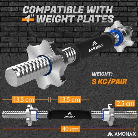 16 Inches Cast Iron Dumbbell Handle with Spinlock