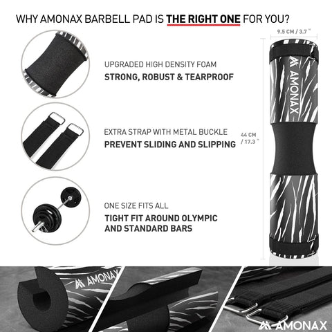 Squat Bar Pad – Neck & Shoulder Protection (Black Zebra)