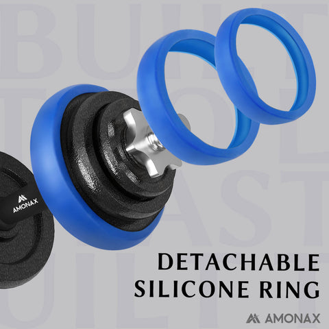 20KG Cast Iron Adjustable Dumbbell Set with Blue Rubber Ring for Home Gym