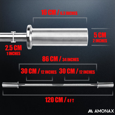 4FT (120 cm) Olympic Weight Bar – Compact Strength Bar for Gyms