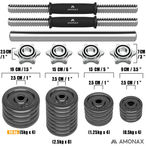 50 KG Cast Iron Adjustable Dumbbell Set for Home Gym