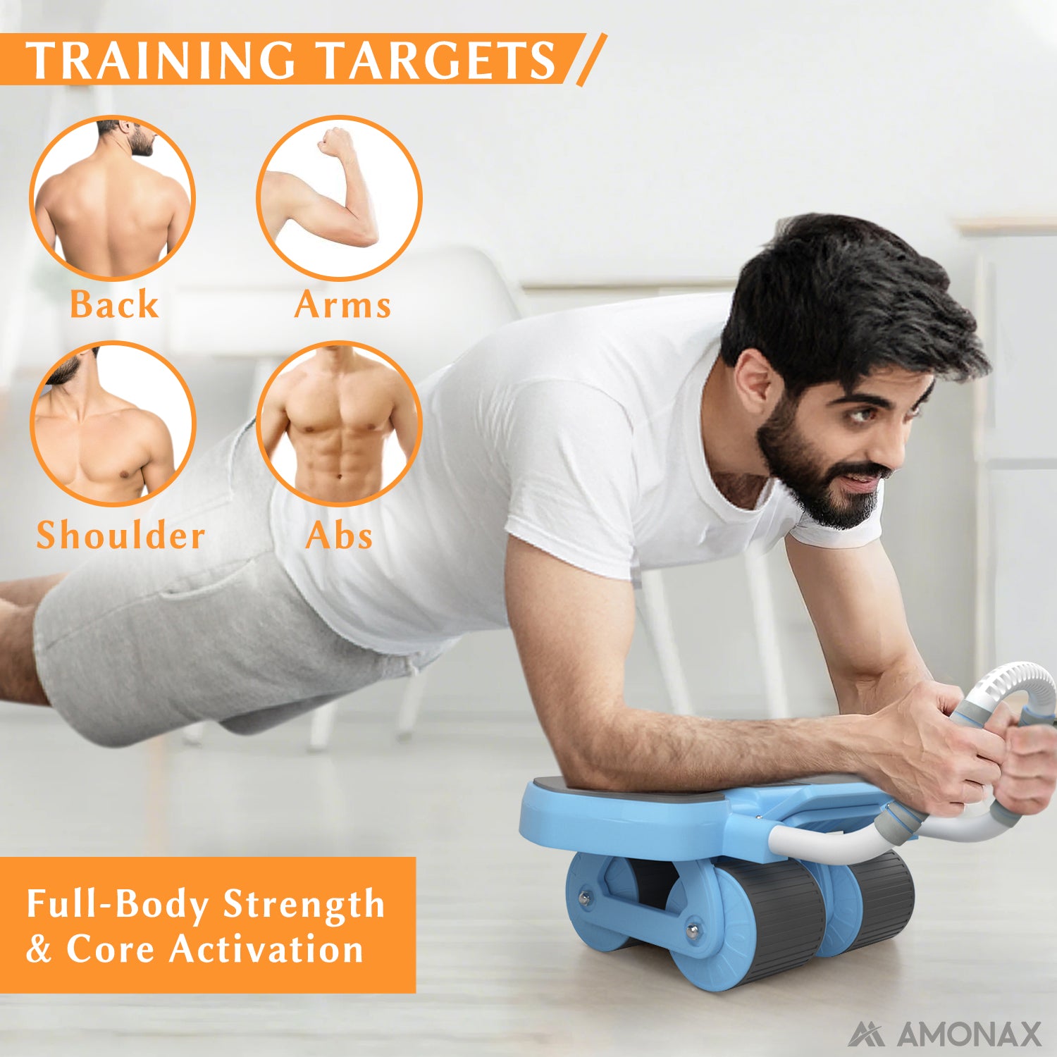 Ab Workout Back Roller Wheel Exercises Automatic Rebound Ab