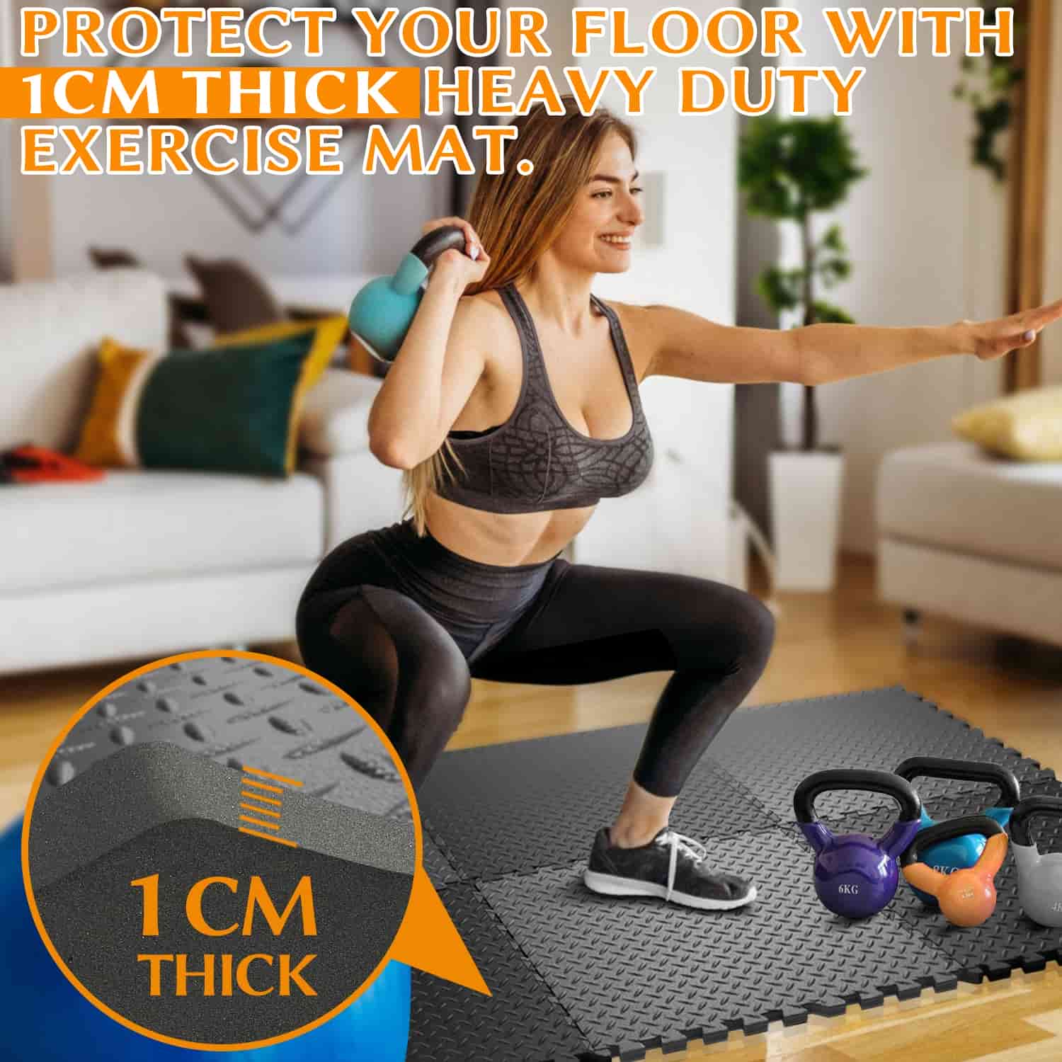 60×60cm Foam Gym Floor Mats – Interlocking Gym Tiles