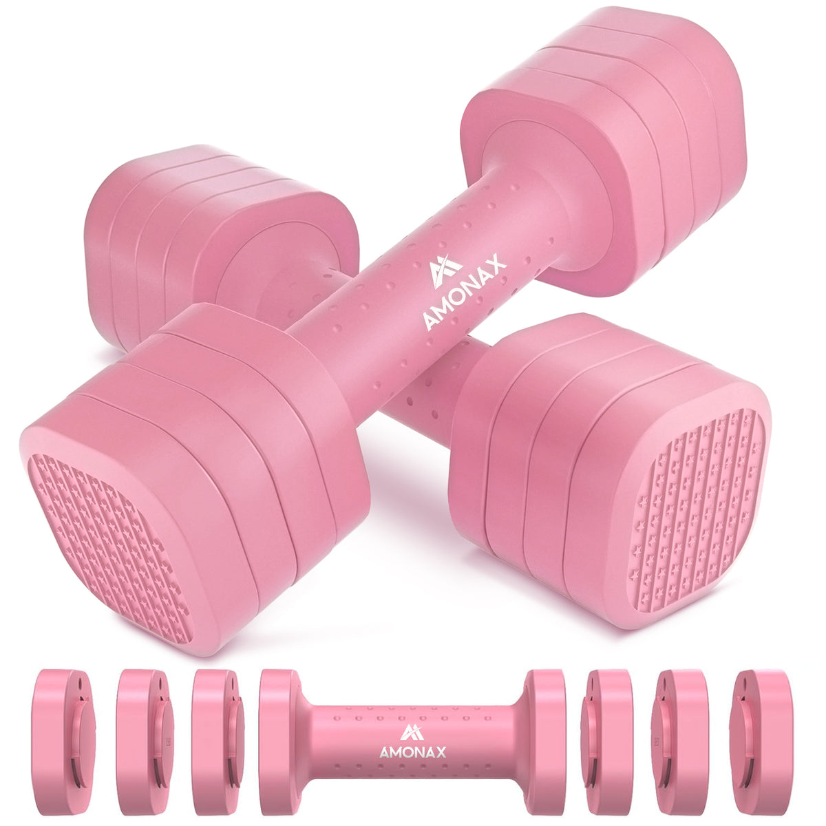 4-in-1 Adjustable Weights Dumbbells Set - Pink