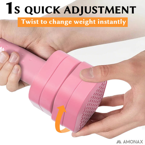 Adjustable Dumbbell Set – 4-in-1 Quick-Release (Pink 2.3kg ×2)