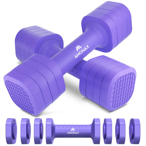 4-in-1 Adjustable Weights Dumbbells Set - Purple