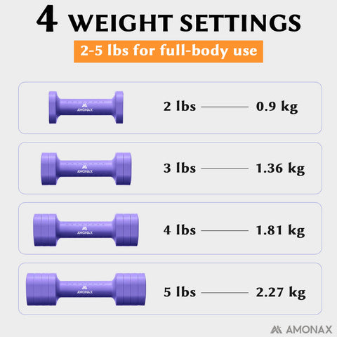Adjustable Dumbbell Set – 4-in-1 Quick-Release (Purple 2.3kg ×2)