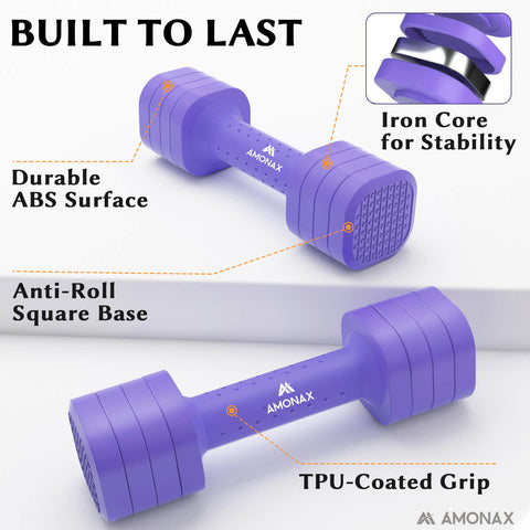 Adjustable Dumbbell Set – 4-in-1 Quick-Release (Purple 2.3kg ×2)