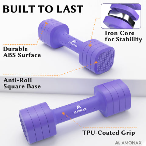 4-in-1 Adjustable Weights Dumbbells Set - Purple