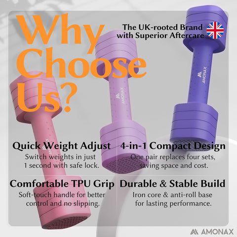 4-in-1 Adjustable Weights Dumbbells Set - Purple