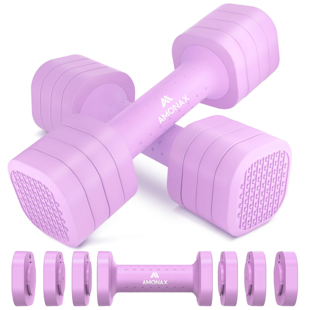 Adjustable Dumbbell Set – 4-in-1 Quick-Release (Light Purple 2.3kg ×2)