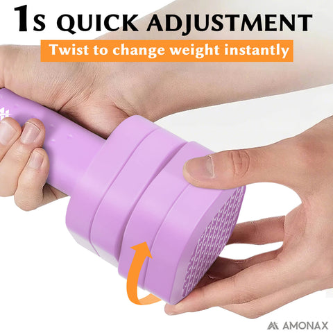 Adjustable Dumbbell Set – 4-in-1 Quick-Release (Light Purple 2.3kg ×2)