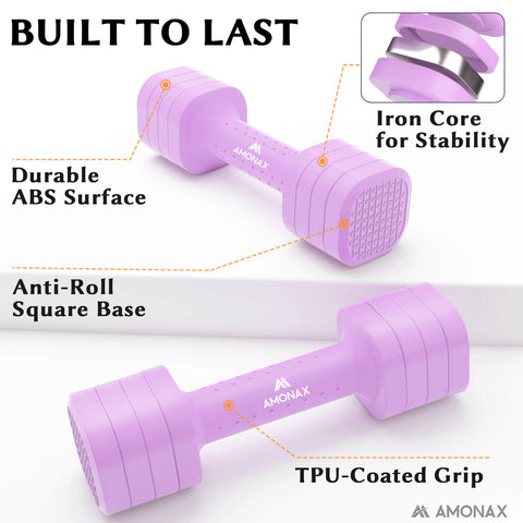 Adjustable Dumbbell Set – 4-in-1 Quick-Release (Light Purple 2.3kg ×2)