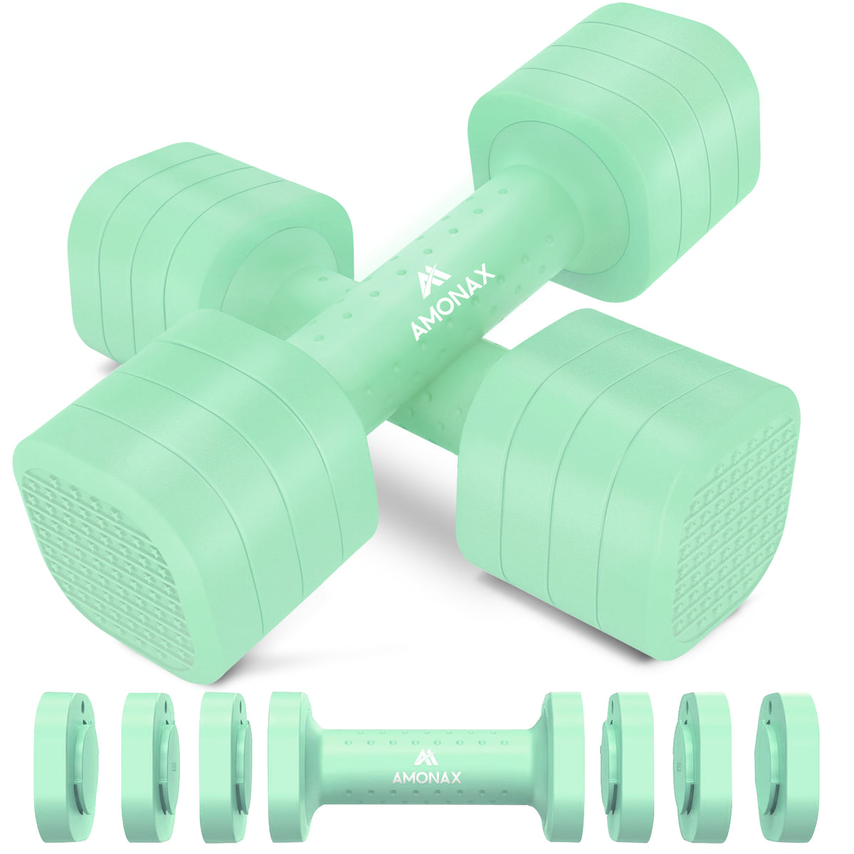 4-in-1 Adjustable Weights Dumbbells Set - Green