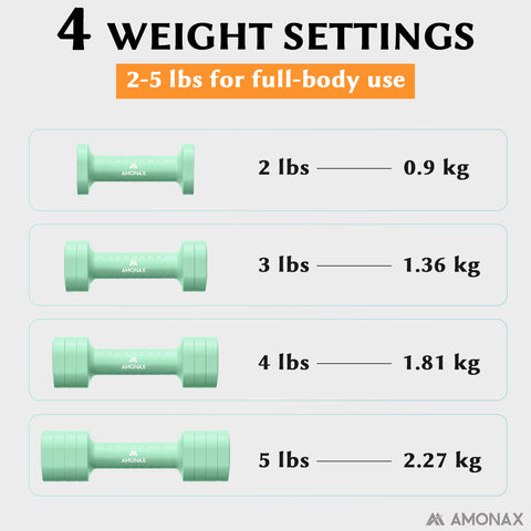 4-in-1 Adjustable Weights Dumbbells Set - Green