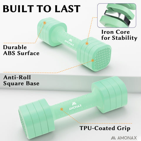4-in-1 Adjustable Weights Dumbbells Set - Green