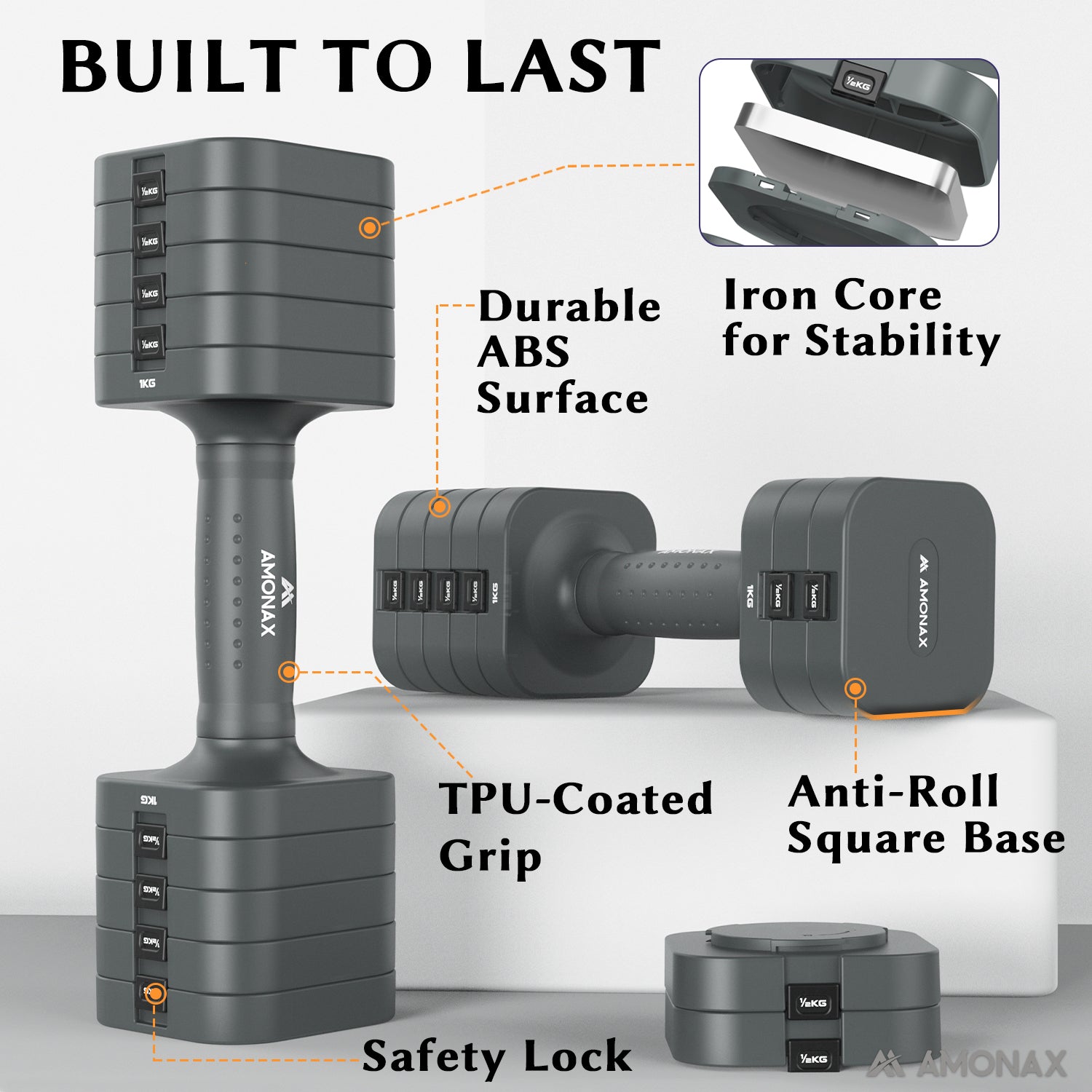 5-in-1 Adjustable Weights Dumbbells Set
