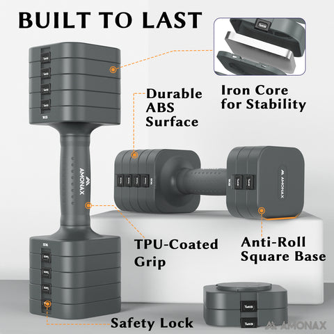 5-in-1 Adjustable Weights Dumbbells Set