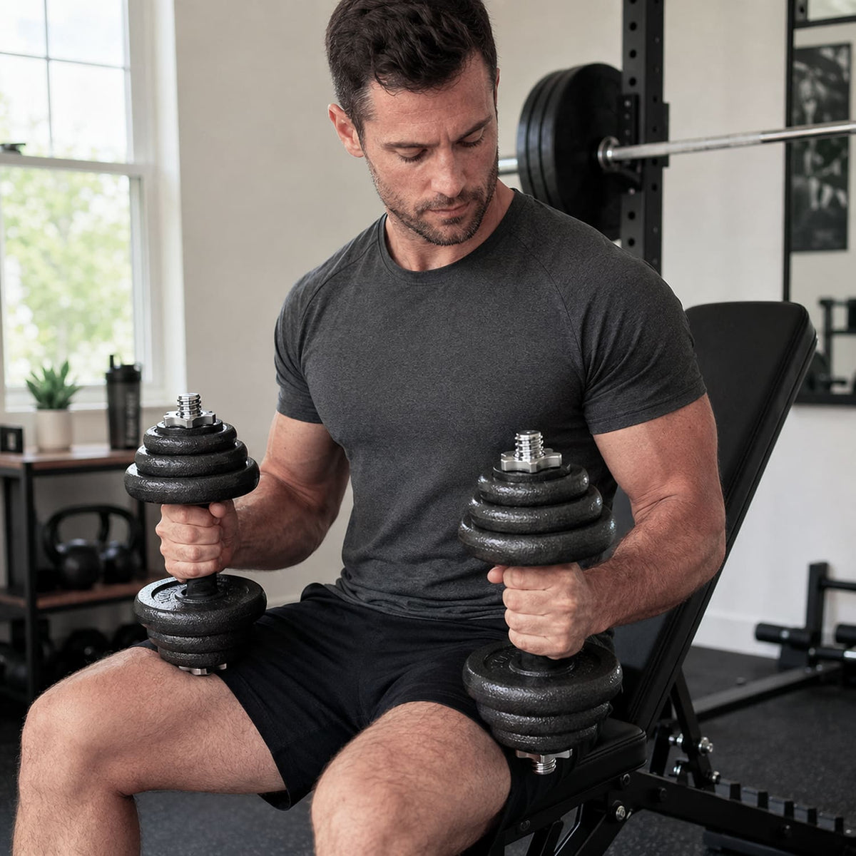 Cast Iron Adjustable Dumbbell & Barbell Set for Home Gym (15–50kg)