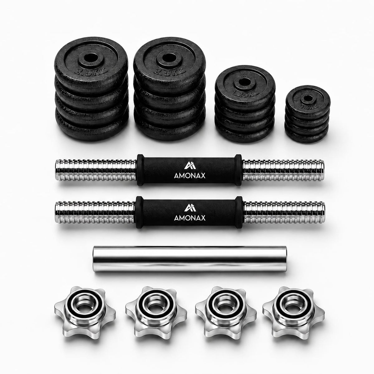 Cast Iron Adjustable Dumbbell & Barbell Set for Home Gym (15–50kg)