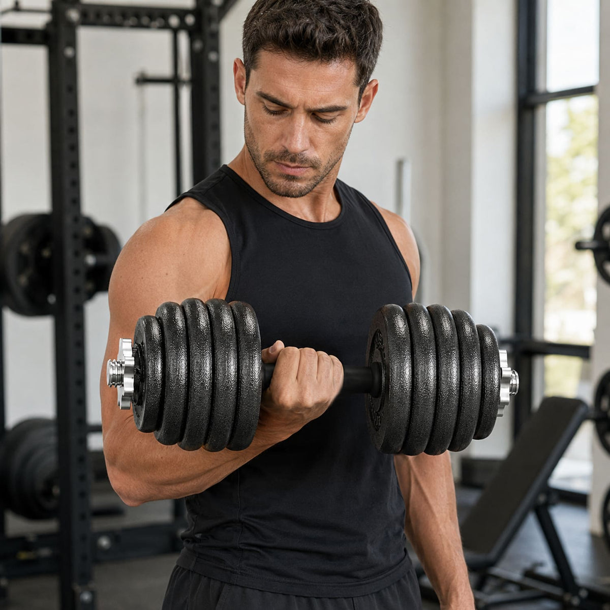 Cast Iron Adjustable Dumbbell & Barbell Set for Home Gym (15–50kg)