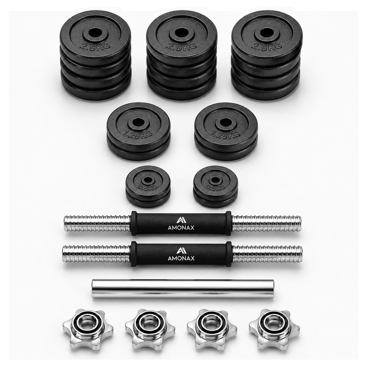 Cast Iron Adjustable Dumbbell & Barbell Set for Home Gym (15–50kg)