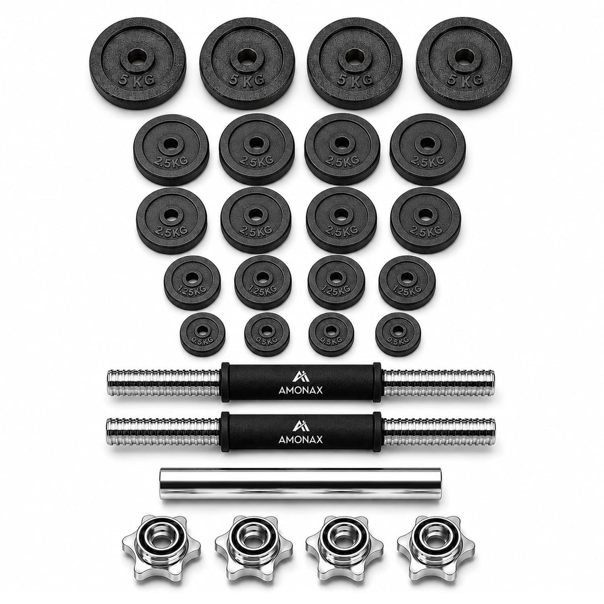 Cast Iron Adjustable Dumbbell & Barbell Set for Home Gym (15–50kg)