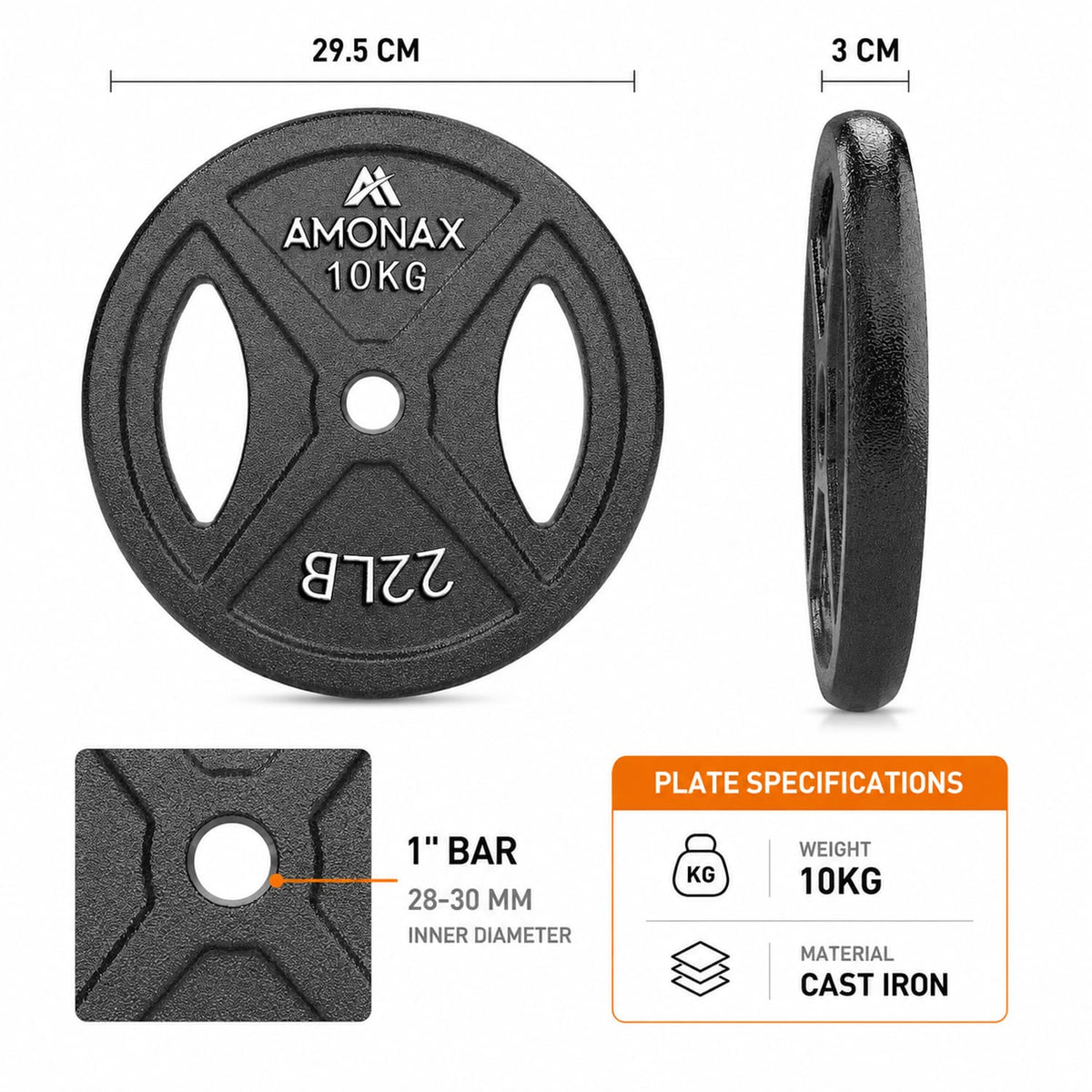 Cast Iron Standard Weight Plates – 1 Inch Set